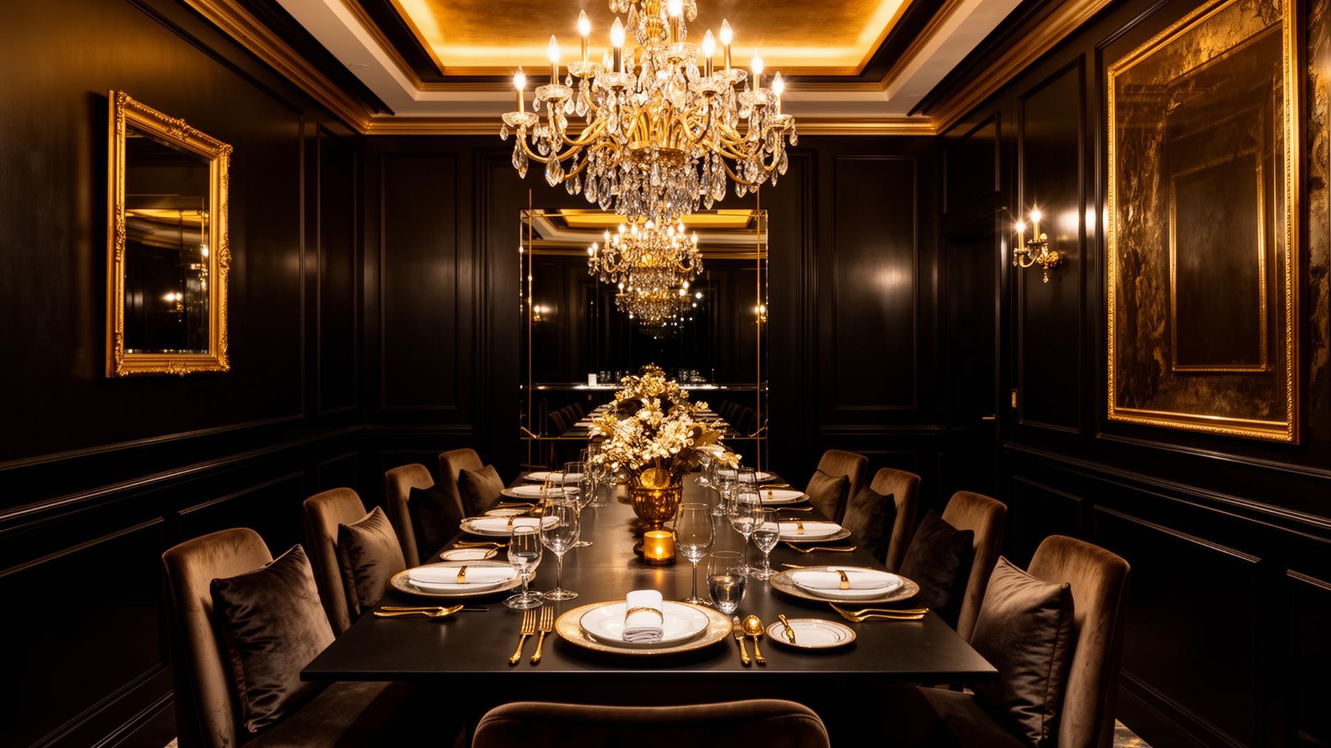 A private dining room set for guests.